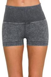 Zenana Washed Seamless High Waisted Shorts OutfitFlow